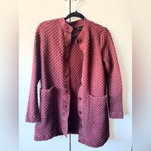 COS Quilted Button-Front Coatigan in Rosewood